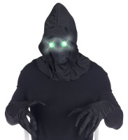 Gesichtslose Maske mit grün leuchtenden Augen
