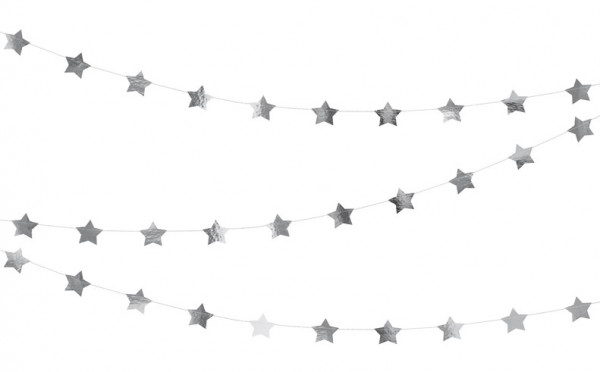 Silber metallic Sternen Girlande 3,6m