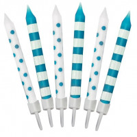 12 Meerblaue Tortenkerzen