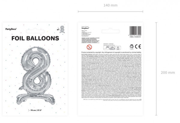 Silver 8 stehender Folienballon 70cm 3