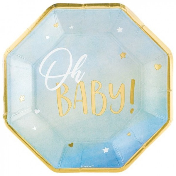 8 Oh Baby Pappteller blau 25cm