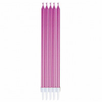 10 Riesen Tortenkerzen metallic pink 16cm