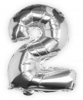 Silberner Zahl 2 Folienballon 40cm