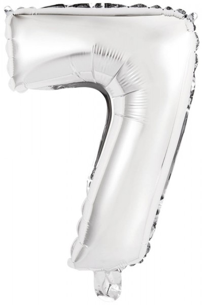 Zahl 7 Mini Folienballon in Silber 35cm