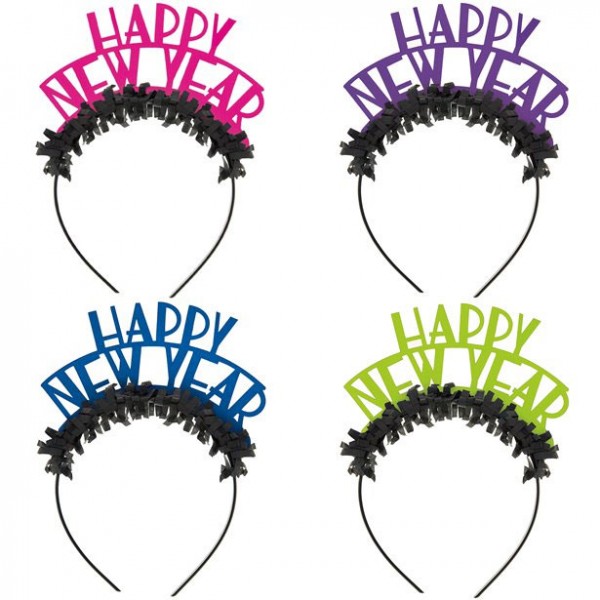 1 Happy New Year Haarreif mit Fransen