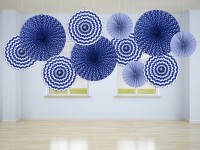3 Muster Mix Papierrosetten royalblau