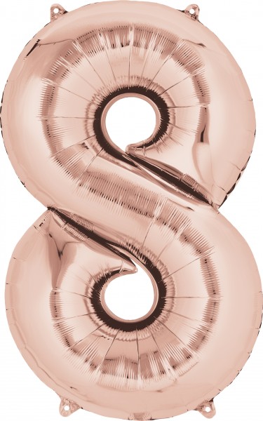 Zahlenballon 8 roségold 88cm