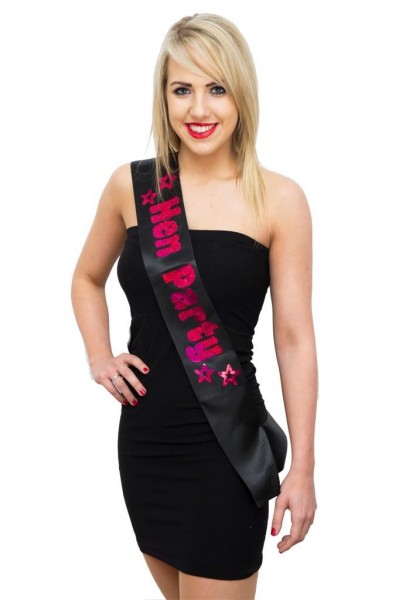 Schwarze JGA Hen Party Schärpe