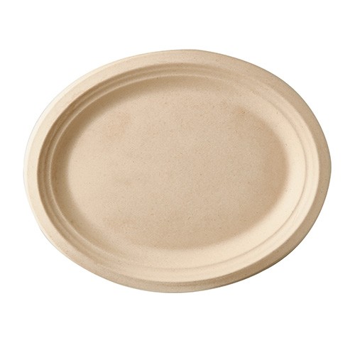 50 Ovale Zuckerrohr Teller natur 32 x 25,5cm