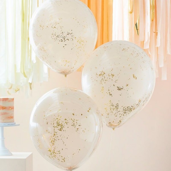 3 Golden Peach Konfettiballons 45cm 2