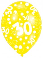 Vorschau: 6 Luftballons Bubbles 30.Geburtstag bunt 27,5cm