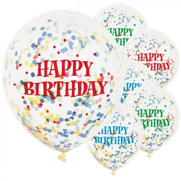 6 Birthday Celebrations Konfetti Ballons 30cm