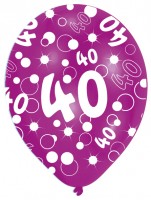 Vorschau: 6 Luftballons Bubbles 40.Geburtstag Bunt 27,5cm