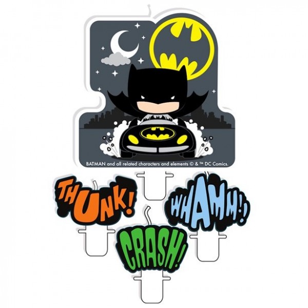 4 Batman und Joker Comic Tortenkerzen