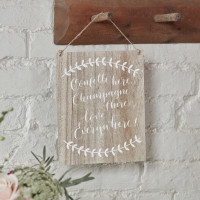 Vorschau: Boho Flowers Confetti here Holzschild