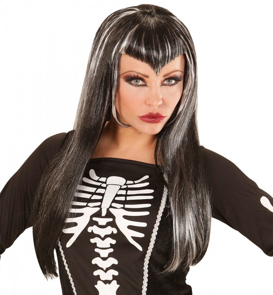 Gothic Vamp Perücke Schwarz-Weiß