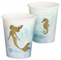 Vorschau: 10 Pappbecher goldene Meerjungfrau