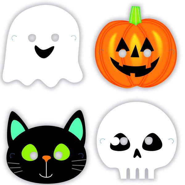 8 Halloween Freunde Pappmasken 16 x 23cm