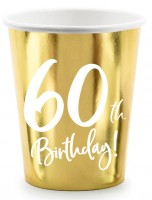 6 Glossy 60th Birthday Becher 220ml