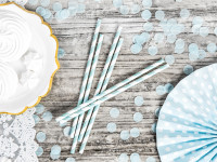 10 Gestreifte Papier Strohhalme pastellblau 19,5cm