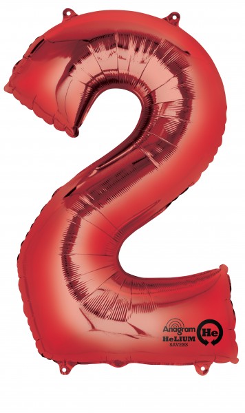 Zahlenballon 2 Rot 88cm