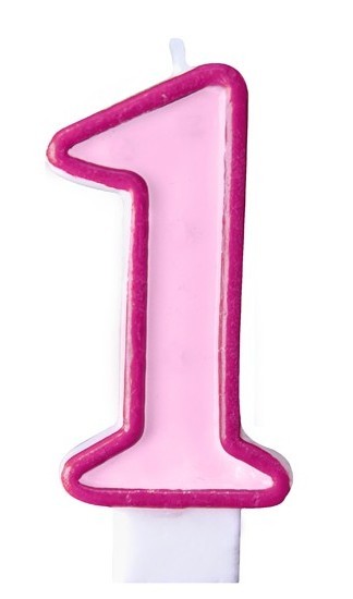 Zahlenkerze 1 rosa 7cm