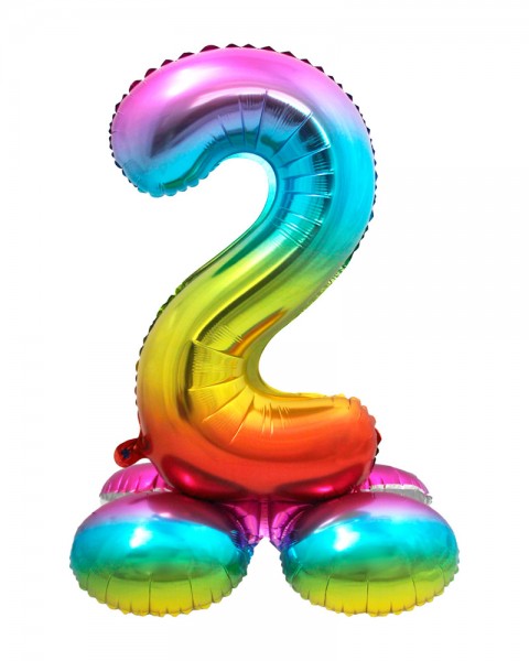Regenbogen Zahl 2 Ballon 81cm