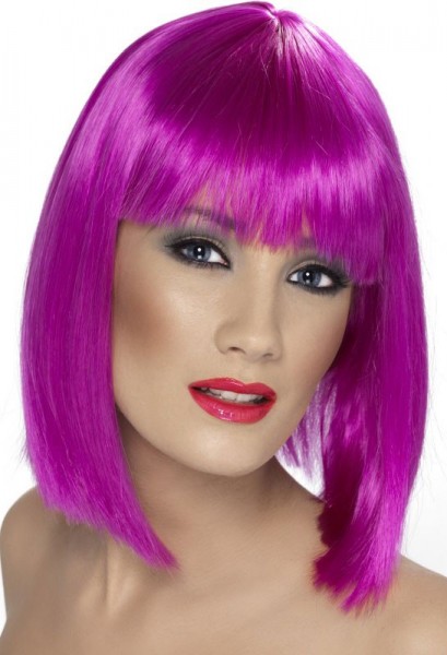 Knallige Deluxe Perücke In Neon Lila