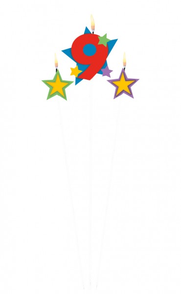 Stardust Zahlenkerze 9 Für Torten 3-Teilig