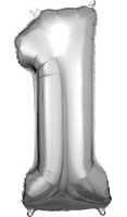 Silberner Zahl 1 Folienballon 86cm