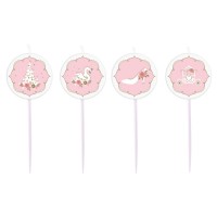 4 Princess for a Day Tortenkerzen 7cm