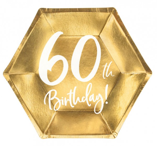 6 Glossy 60th Birthday Teller 20x17cm