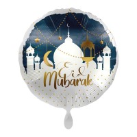 Eid Mubarak Folienballon weiß-blau 43cm
