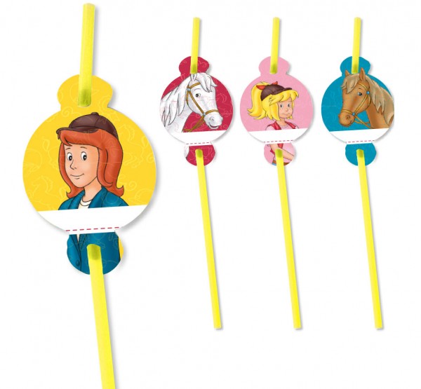 8 Bibi und Tina Trinkhalme mit Namensschildern