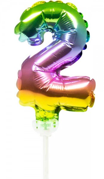 Regenbogen Tortendeko Ballon Zahl 2