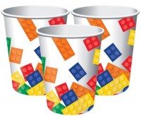 8 Bunte Baustein Pappbecher 255ml