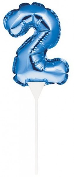 Blaue Zahl 2 Ballon Tortendeko 13cm