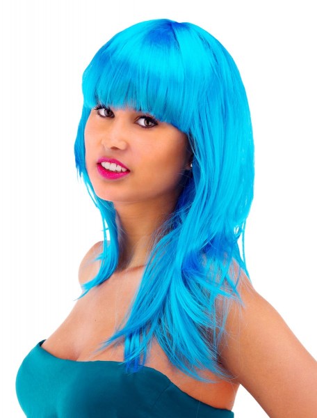 Langhaarperücke Tiffany mit Pony blau