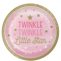 8 Twinkle Pink Star Pappteller 23cm
