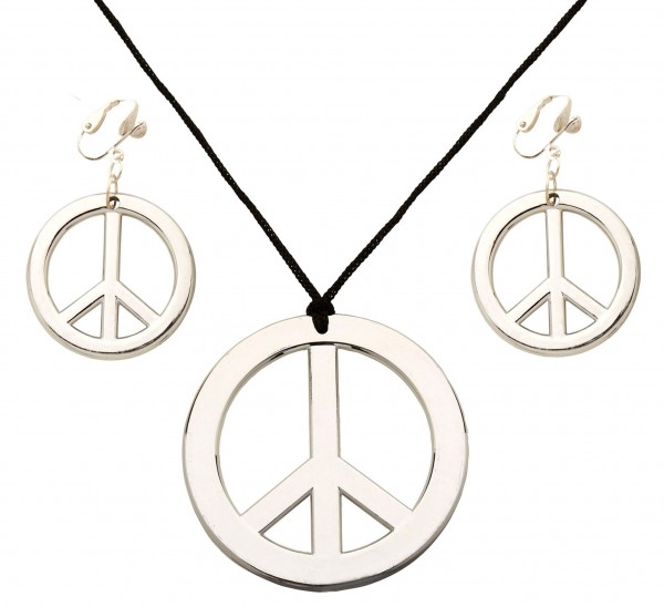Peace Kette und Ohrring Set