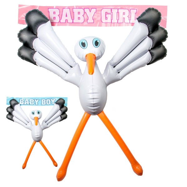 Folienballon Babys Ankunft Storch mit Banner