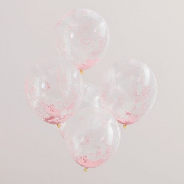 5 Rosa Partymix Konfettiballons 30cm 2