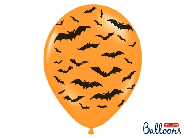 6 Halloween Fledermaus Ballons 30cm