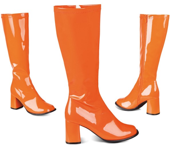 70er Jahre Lackstiefel In Orange