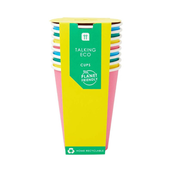 8 Bunte Eco Pappbecher 340ml 3