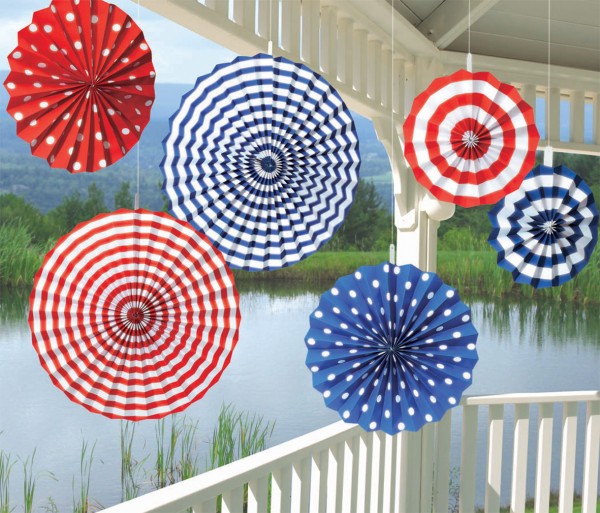 6 American Summer Papierrosetten