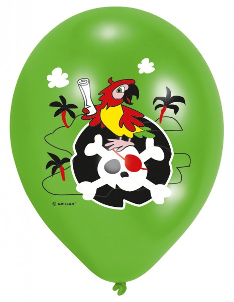6 Buntes Piraten Abenteuer Luftballons 28cm