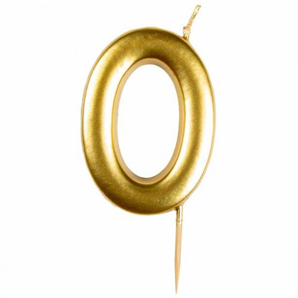 Tortenkerze Zahl 0 gold metallic