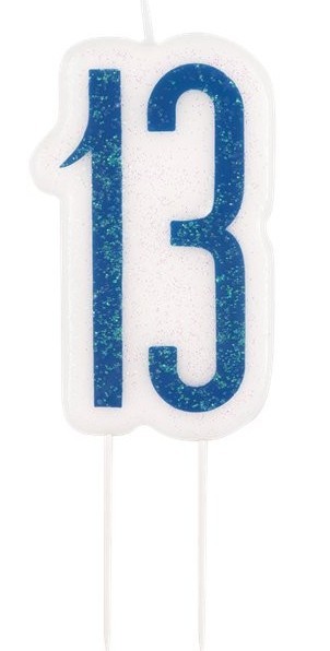 13. Geburtstag Tortenkerze blau 7cm