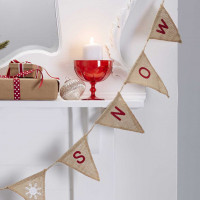 Vorschau: Vintage Weihnacht Let it Snow Wimpelkette 2,5m